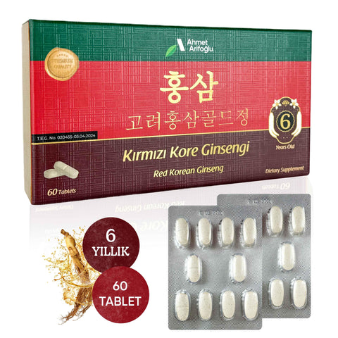 Ahmet Arifoğlu 6 Yıllık Kırmızı Kore Ginsengi İçeren Takviye Edici Gıda (Red Korean Ginseng) 60 Tablet